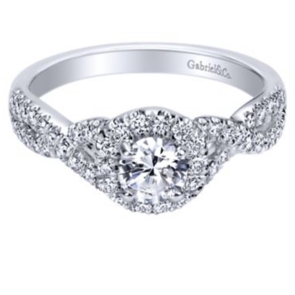 .38 Carat 14K White Gold Halo Engagement Ring - Picture 12 of 15